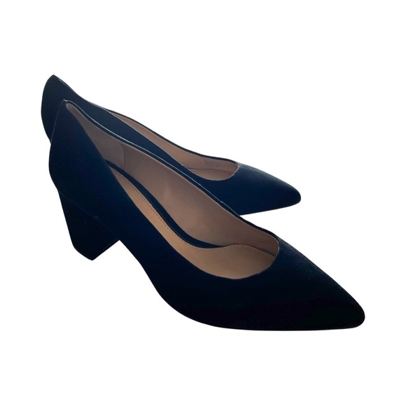 NEW GIANNI BINI Kaislie Pumps Pointy Toe Leather Suede Block Heel Shoes 9M - Picture 3 of 5